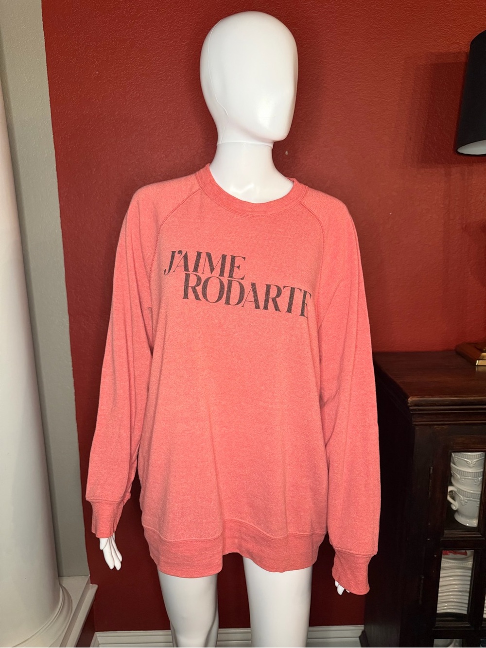 Rodarte Coral Pink "J'aime Rodarte" "Je Deteste" Sweatshirt L